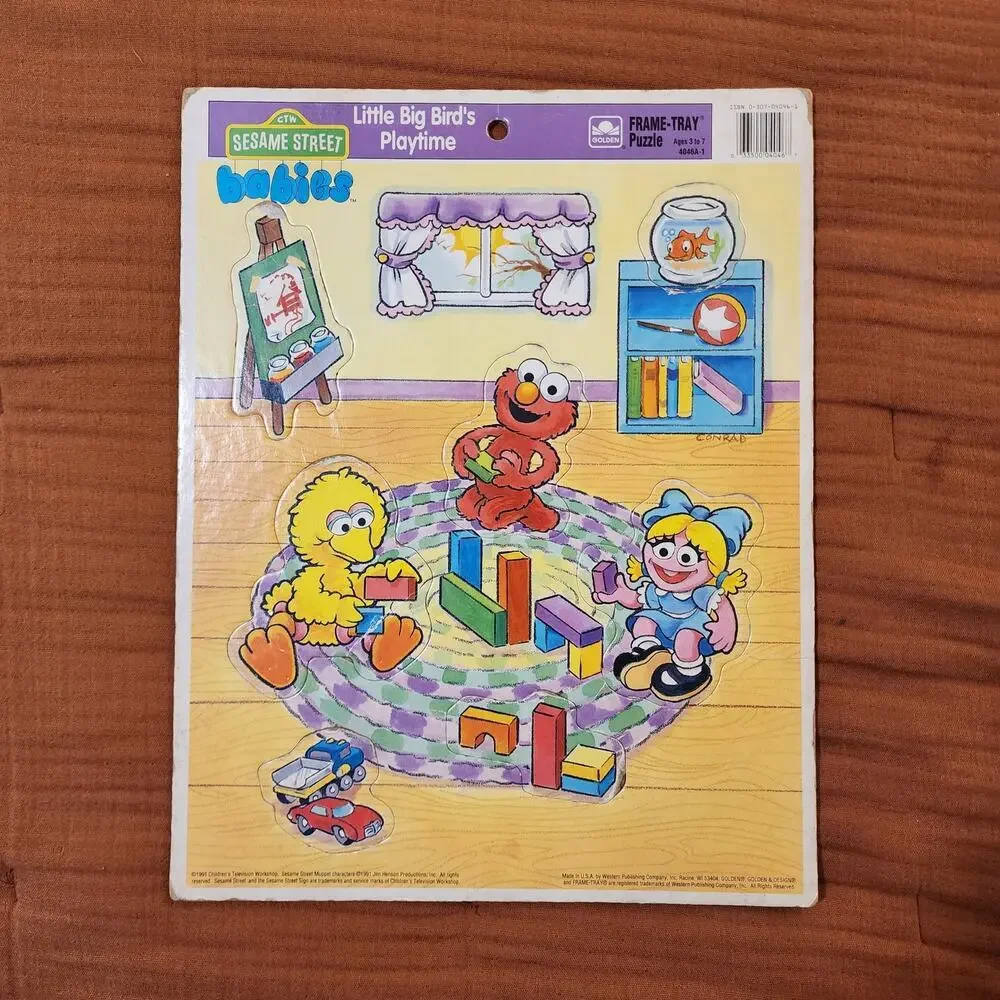 Vintage Sesame Street Little Big Bird's Playtime Frame Tray Puzzle